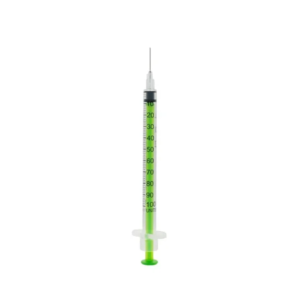 Acufine 30g x 1/2″ (0.33mm x 12mm) Ultra Low Dead Space U-100 Fixed Needle & Syringe Green